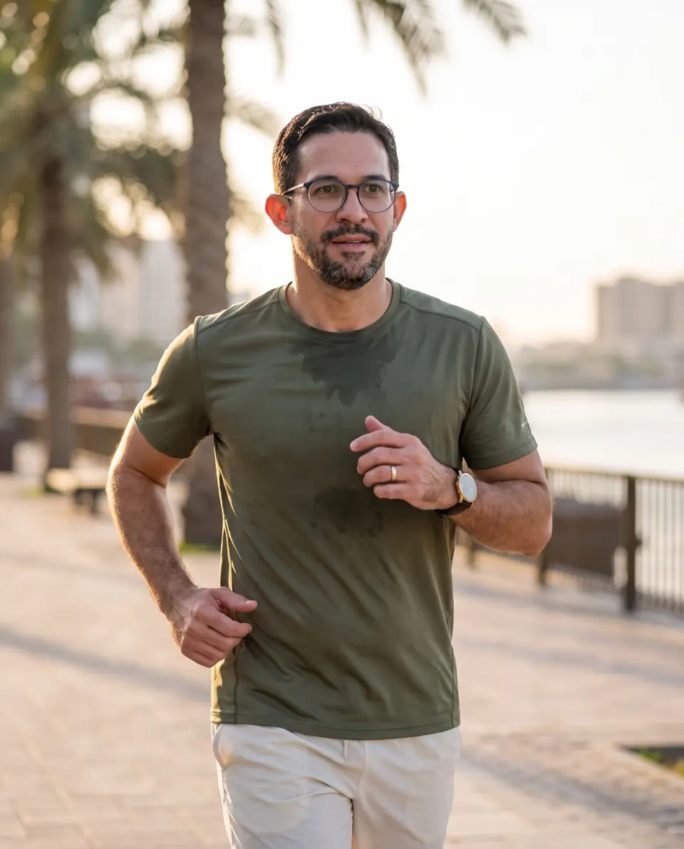 Dr. Ronald Barreto running by the water